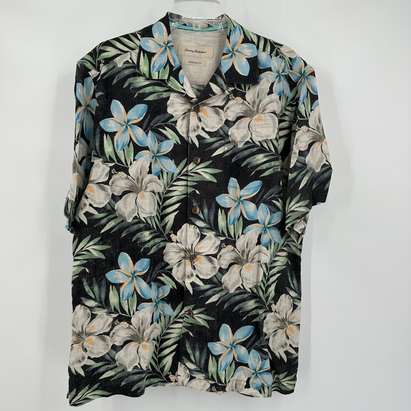 Tommy Bahama Mens Linen Hawaiian Shirt Sz M Tropical Aloha Resort Vacation Luau